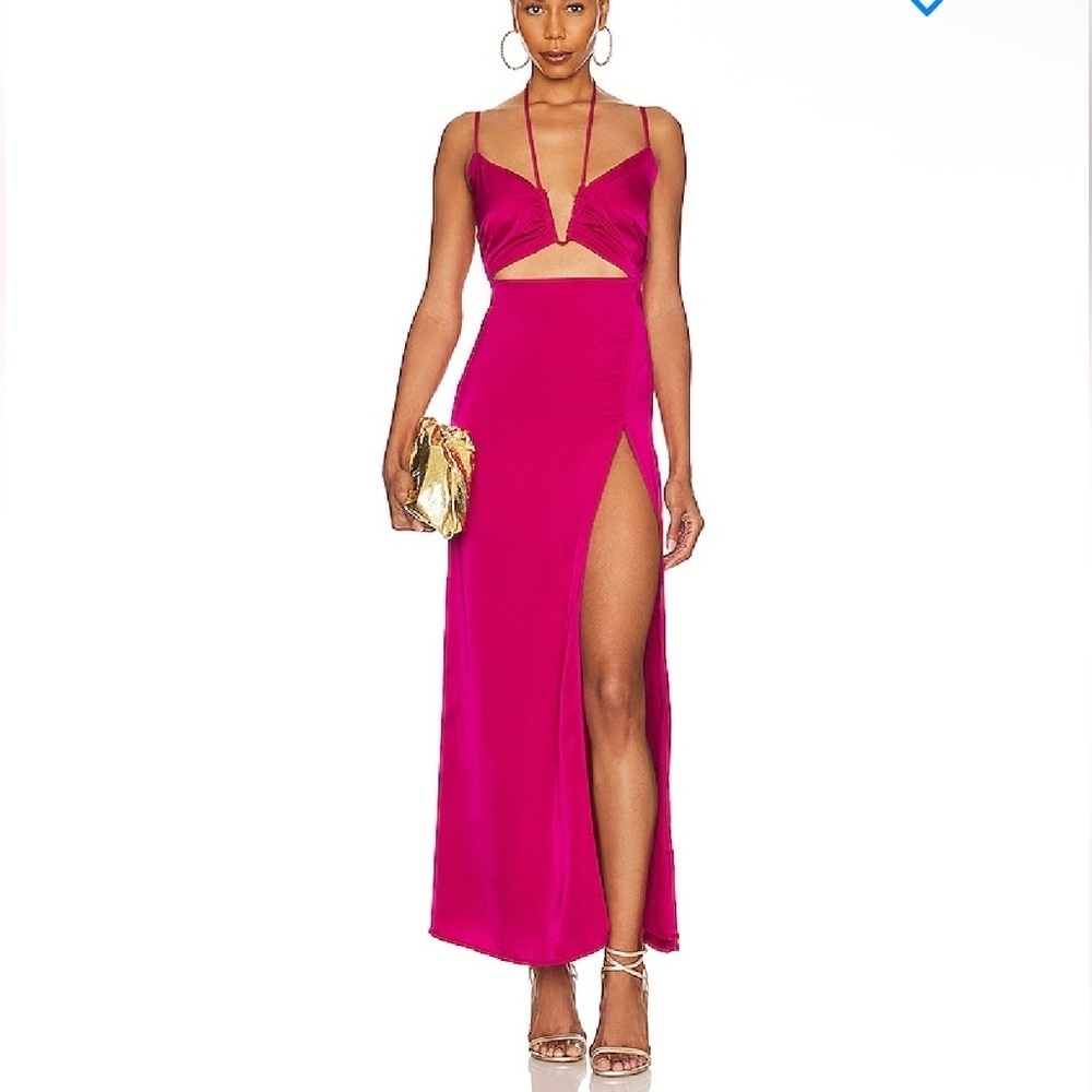 Superdown jayda maxi dress Fuchsia cutout halter pink Revolve NWT S